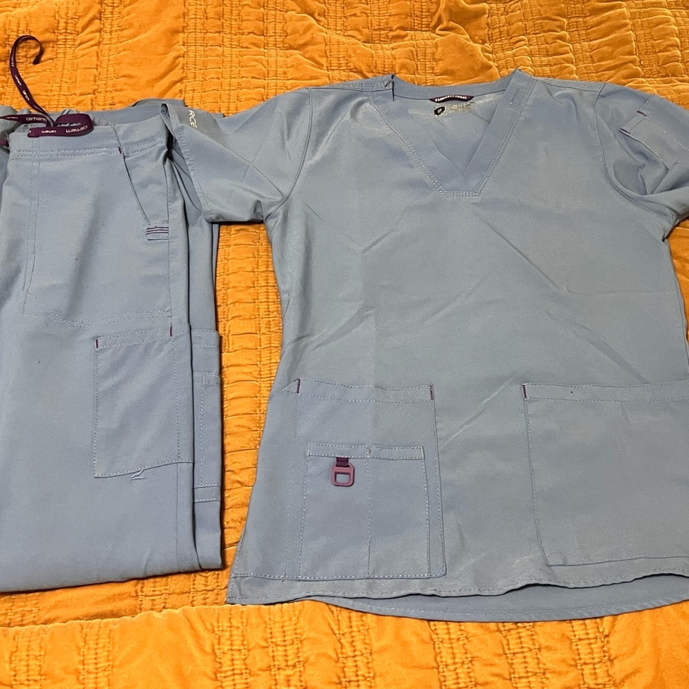 Carhartt Scrub Set Powder Blue XS Tall Smoke Free Home